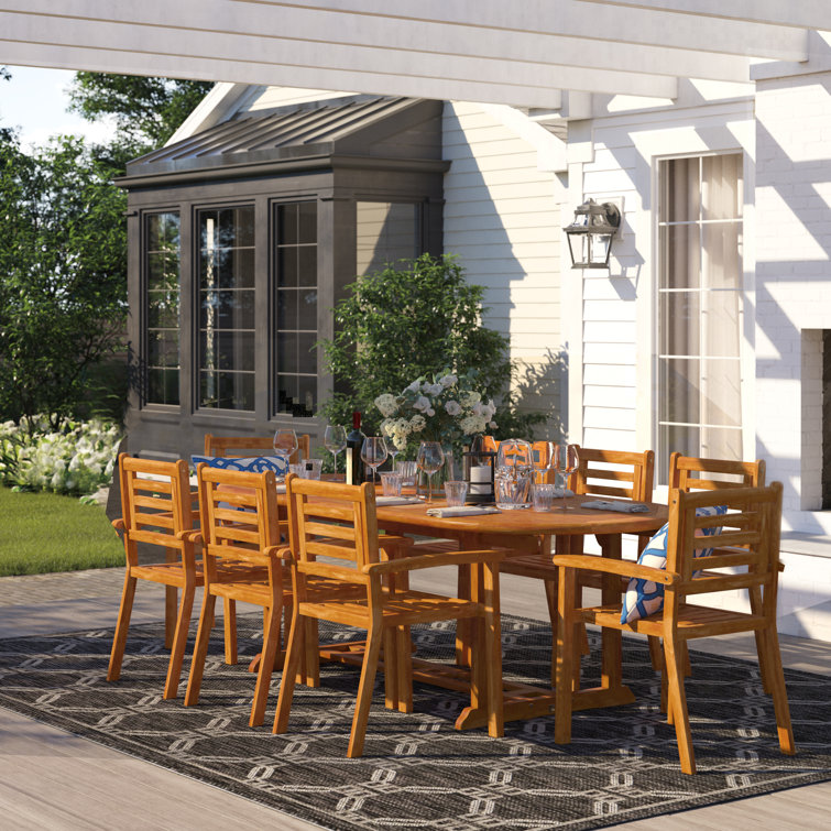 Winston Porter Americo 8 Person Oval Extendable Outdoor Dining Set